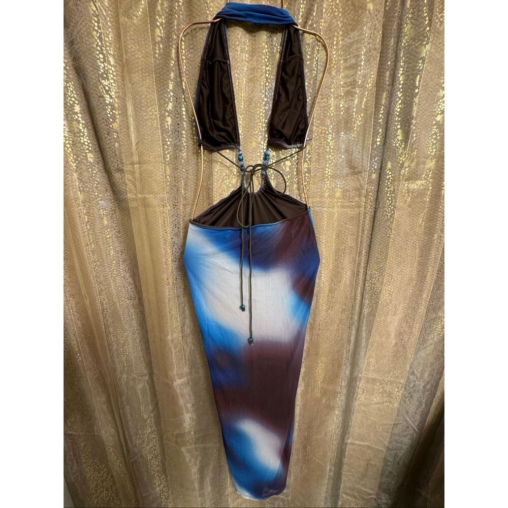 White Fox Perfect For Me Maxi Dress Midnight Mirage Blue Cutout Small - Picture 9 of 10